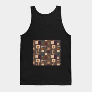 Geometric Pattern in Earthy Tones: Retro Wallpaper with Triangles, Circles, and Rectangles. Tank Top